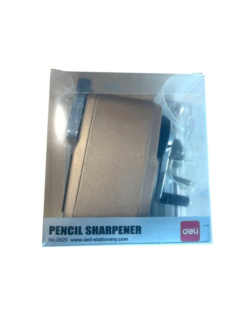 Deli Pencil Sharpener New Life Color Gold 0620 Manual Desktop Plastic Metal